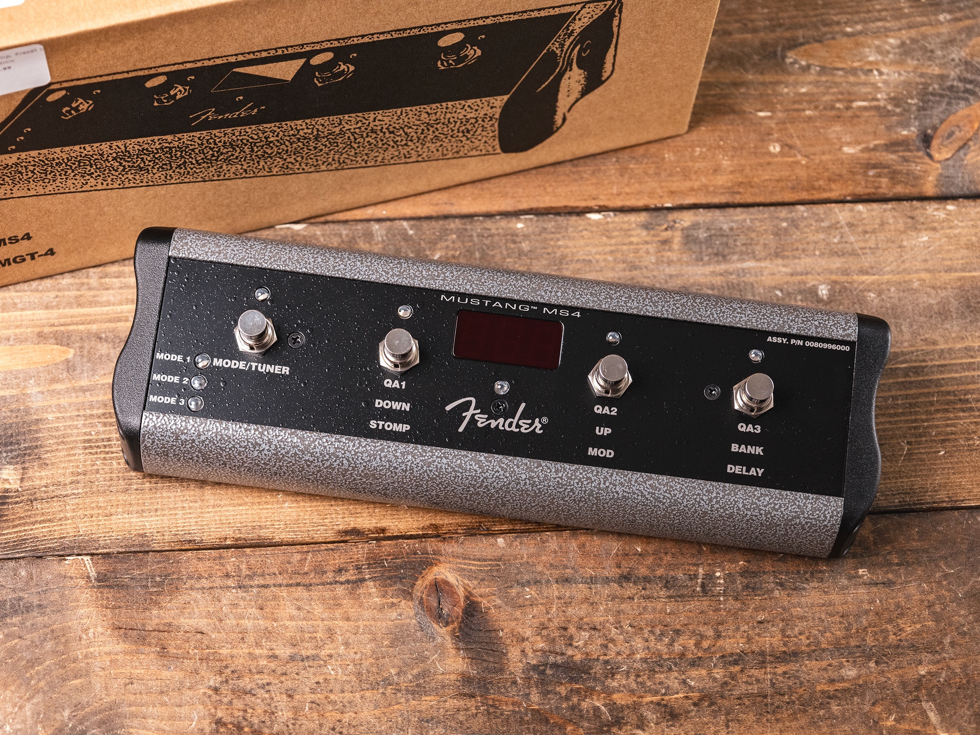Fender 4-Button Footswitch for Mustang Amp, Preset Up Down, Quick Access, Effects On/Off, or Tap Tempo, with 1/4" Jack