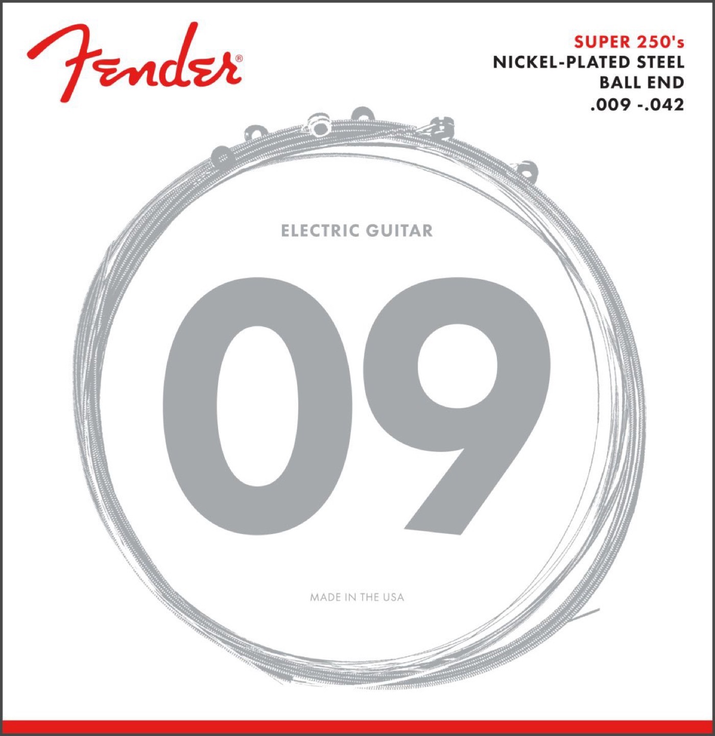 Fender Super 250 Guitar Strings, Nickel Plated Steel, Ball End, 250L