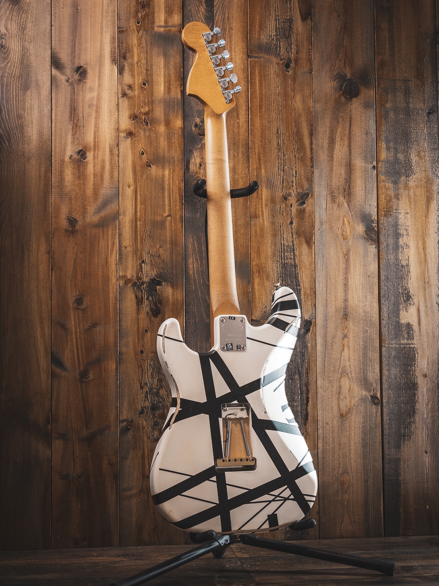 EVH Striped Series '78 Eruption, Maple Fingerboard, White with Black Stripes Relic - Image 6