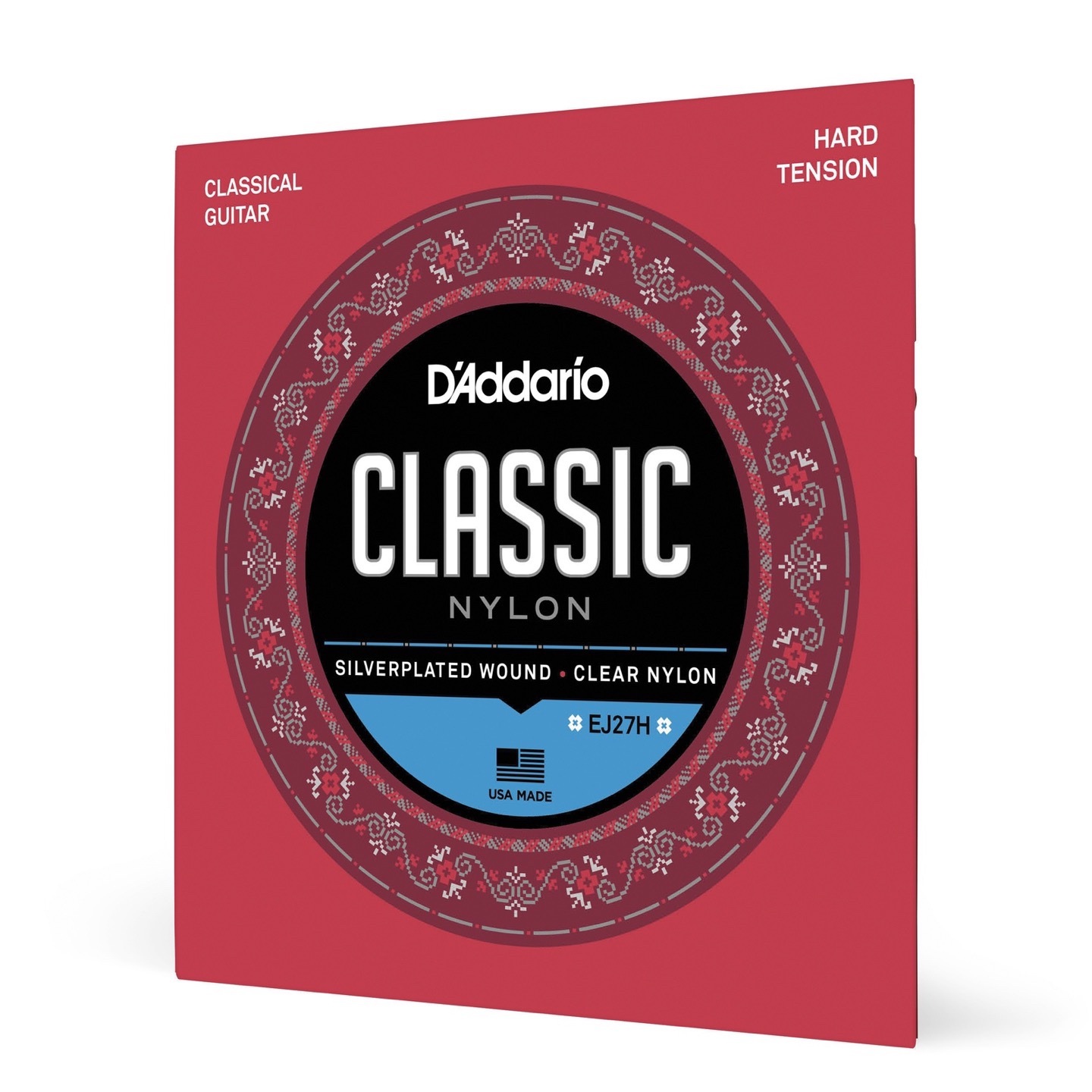 D'Addario Hard Tension
Silver Plated Wrap, Nylon Core, Clear Student Nylon Trebles